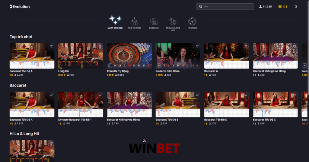Live casino Evolution gaming